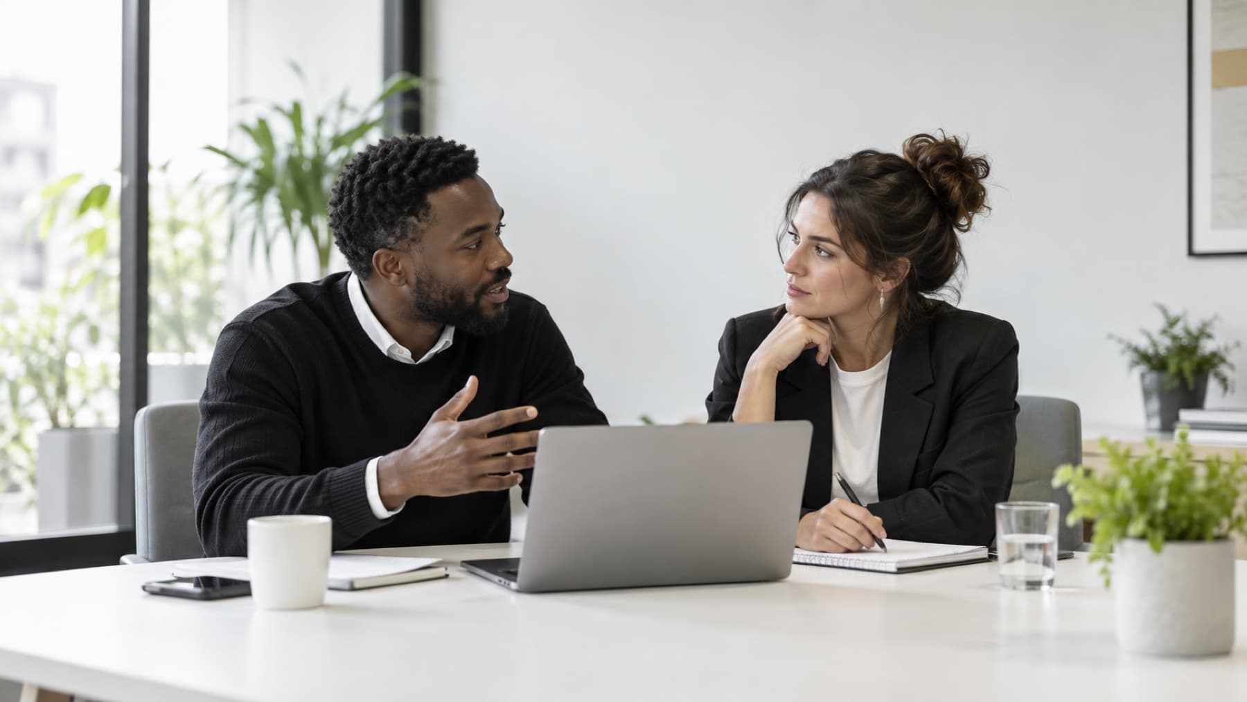 Deux professionnels préparent une campagne de prospection